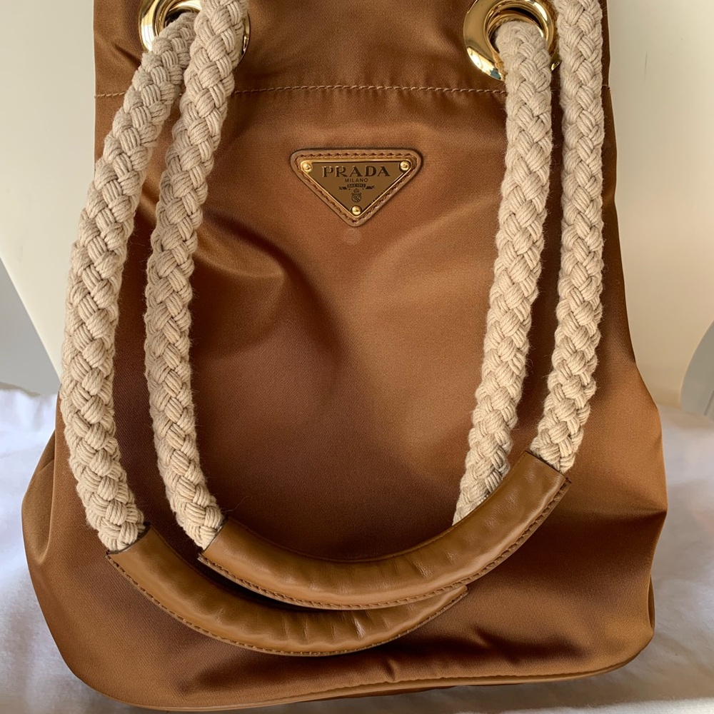 Prada Mariner ReNylon Small Bucket bag in Brandy